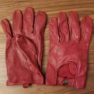 Zara red leather driving gloves